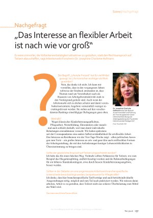 Vorschauseite 1: Nachgefragt „Das Interesse an flexibler Arbeit ist nach wie vor groß“