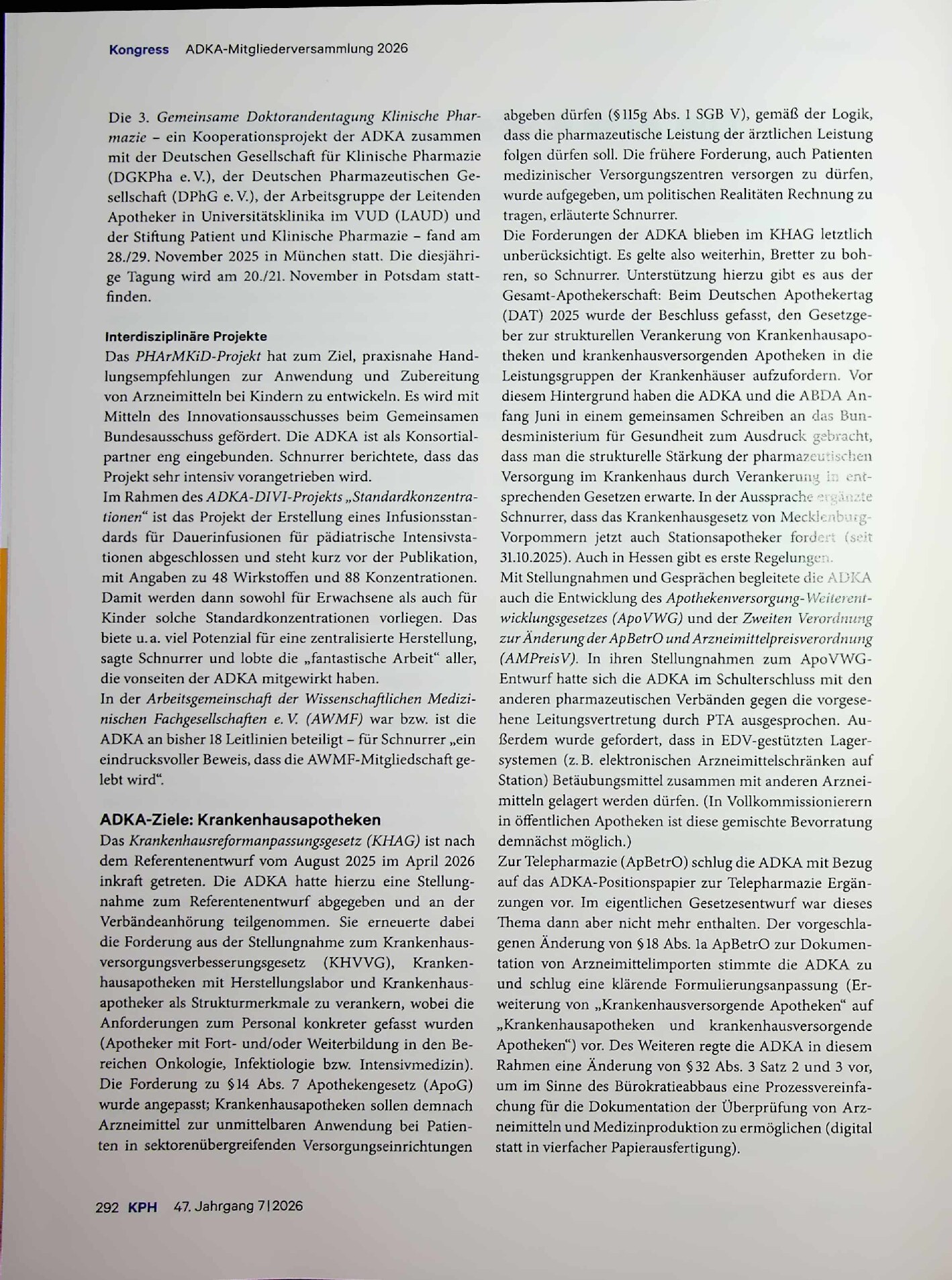 Vorschauseite 2: Die ADKA wird immer jünger. Bericht von der ADKA-Mitgliederversammlung am 12. Juni 2026