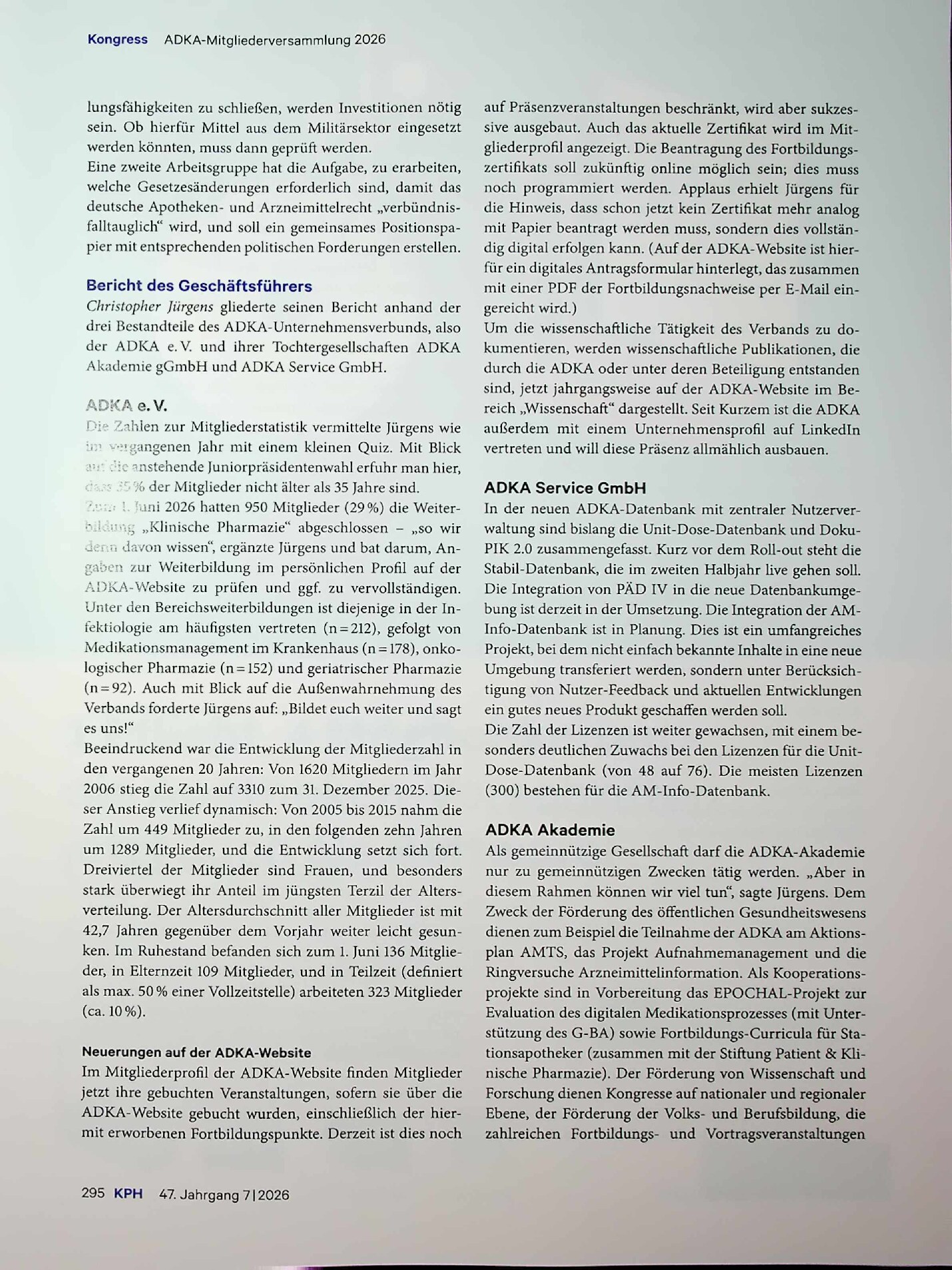 Vorschauseite 5: Die ADKA wird immer jünger. Bericht von der ADKA-Mitgliederversammlung am 12. Juni 2026