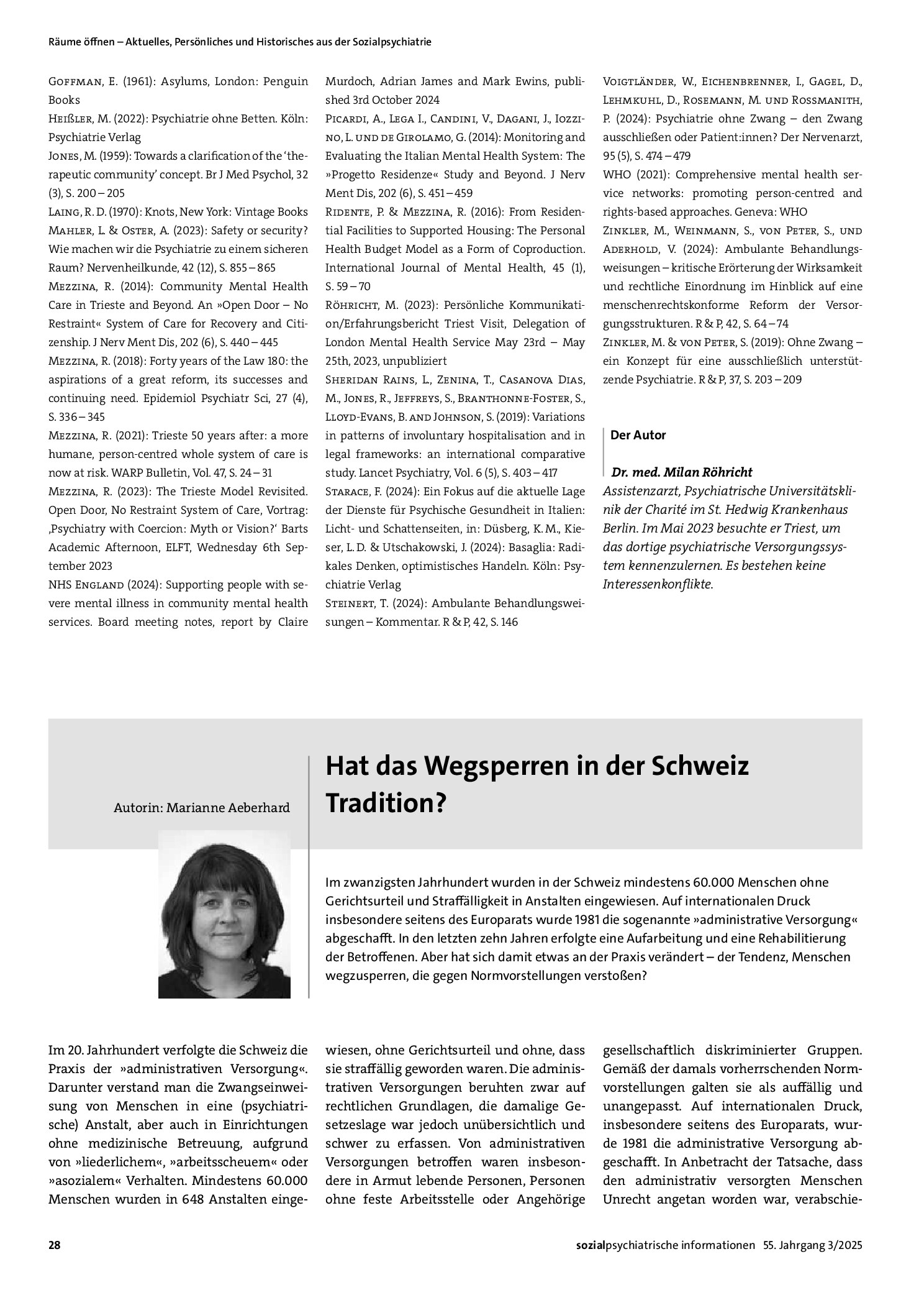 Vorschauseite 1: Hat das Wegsperren in der Schweiz Tradition?