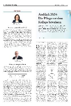Vorschauseite 1: Ausblick 2024: Die Pflege vor dem Kollaps bewahren