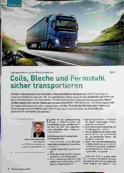 Vorschauseite 1: Ladungssicherung von Stahlprodukten Teil 1 Coils, Bleche und Flachstahl sicher transportieren