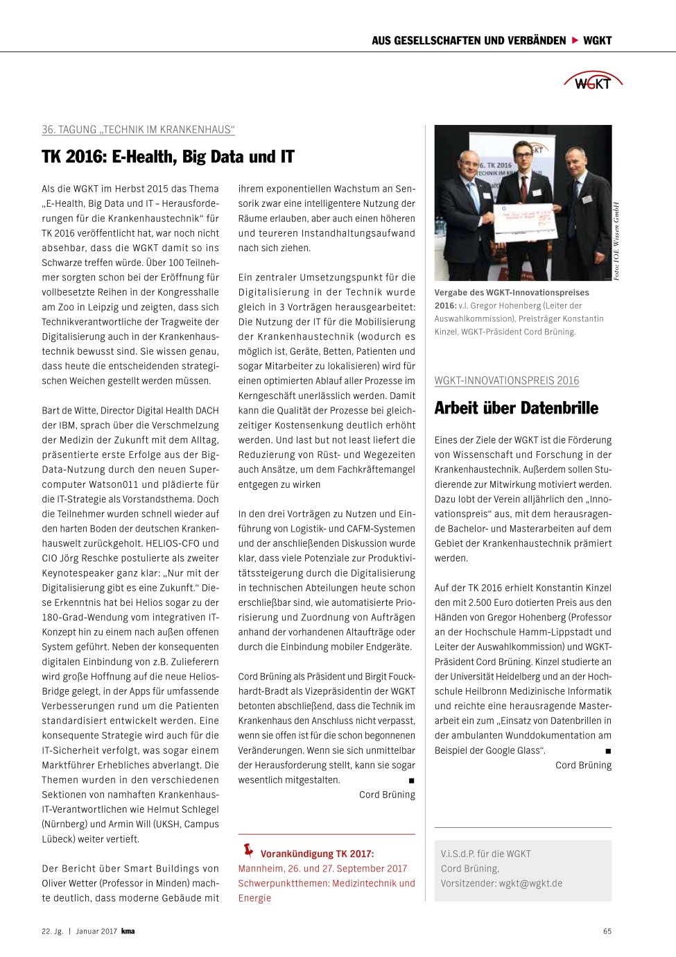Vorschauseite 1: 36. Tagung ?Technik im Krankenhaus?: TK 2016: E-Health, Big Data und IT