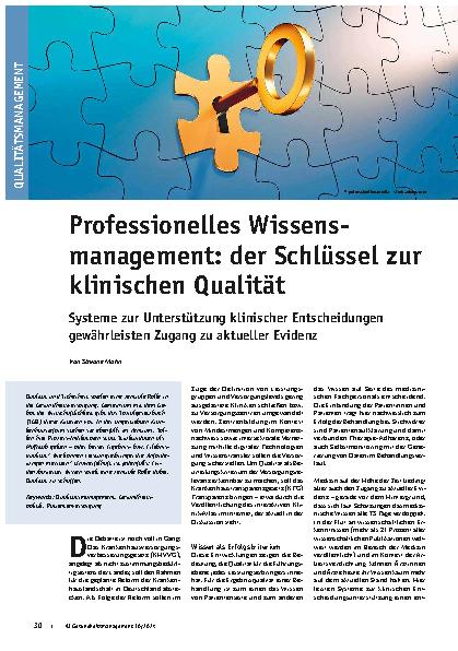 Vorschauseite 1: Professionelles Wissensmanagement: der Schlüssel zur klinischen Qualität