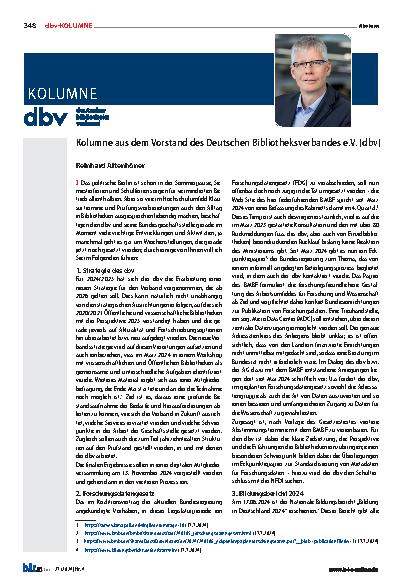 Vorschauseite 1: Kolumne aus dem Vorstand des Deutschen Bibliotheksverbandes e.V. (dbv)