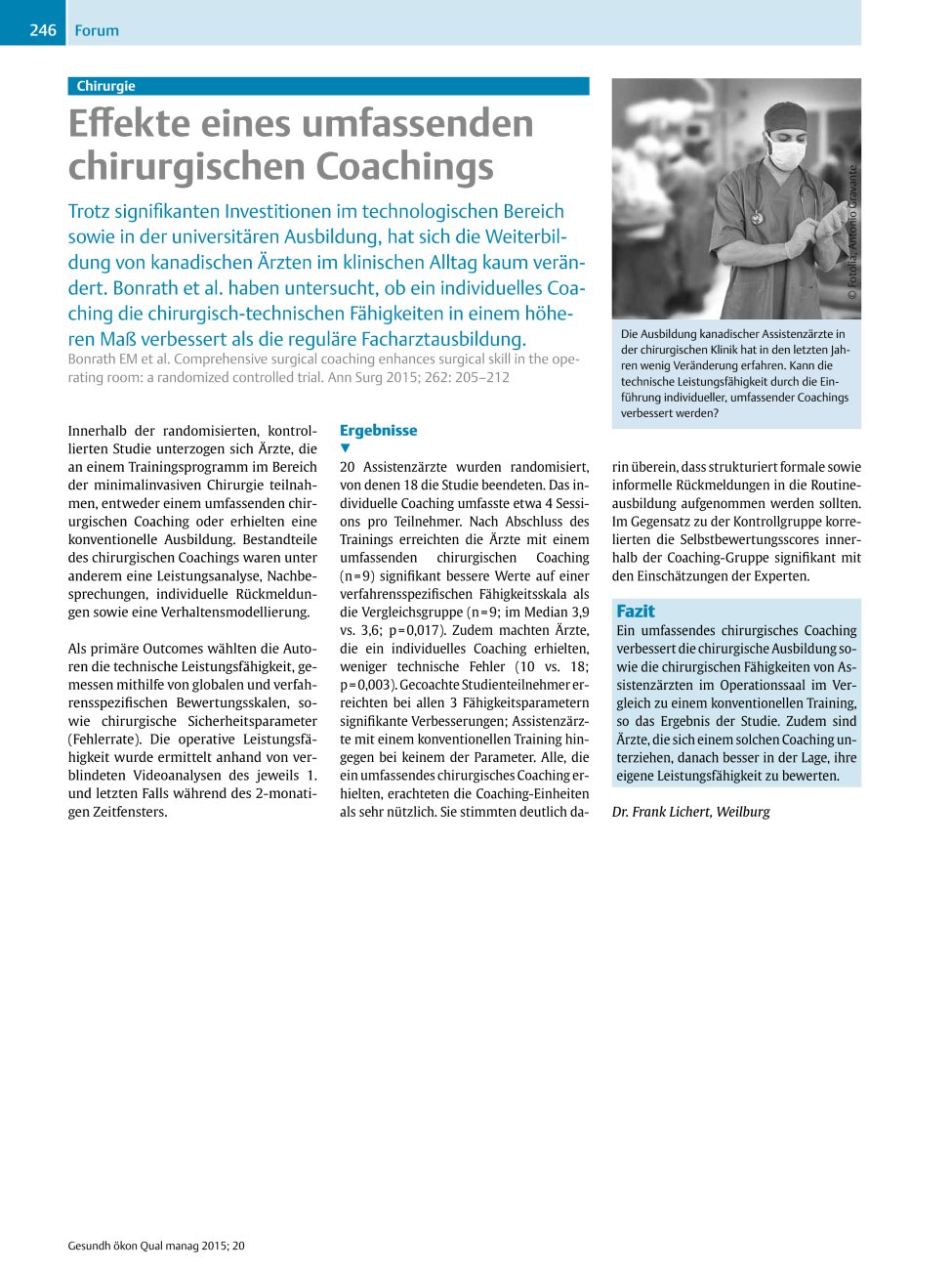 Vorschauseite 1: Chirurgie – Effekte eines umfassenden chirurgischen Coachings