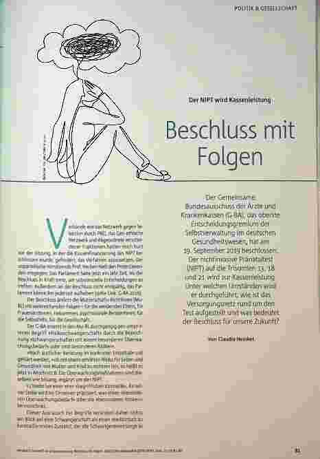 Vorschauseite 1: Der NIPT wird Kassenleistung - Beschluss mit Folgen