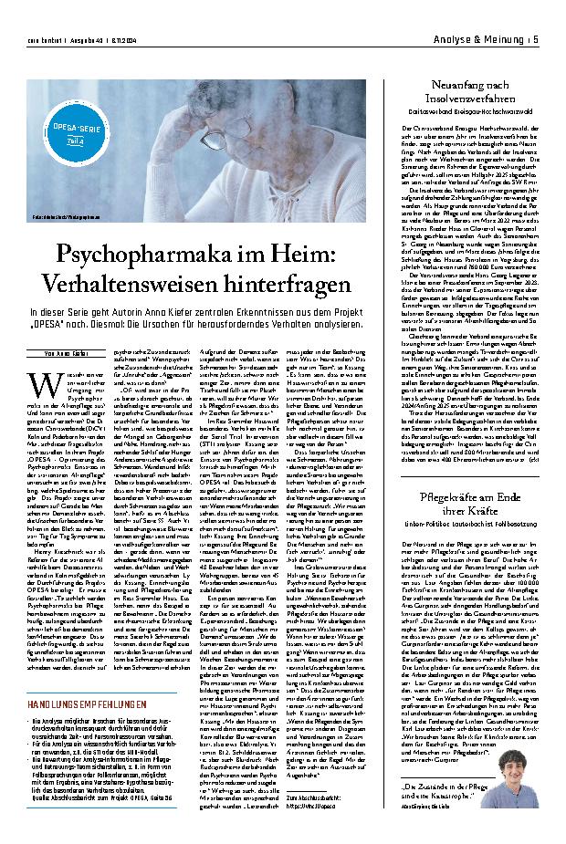 Vorschauseite 1: Psychopharmaka im Heim: Verhaltensweisen hinterfragen