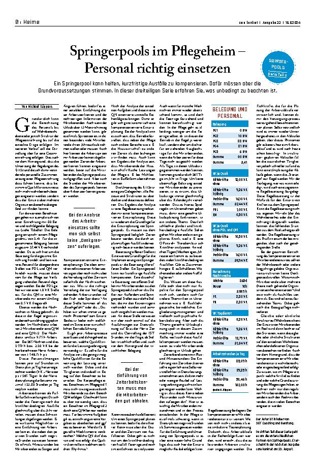 Vorschauseite 1: Springerpools im Pflegeheim – Personal richtig einsetzen