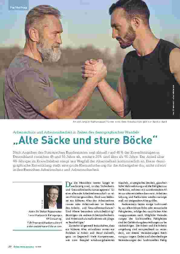 Vorschauseite 1: Arbeitsschutz und Arbeitssicherheit in Zeiten des demographischen Wandels „Alte Säcke und sture Böcke“