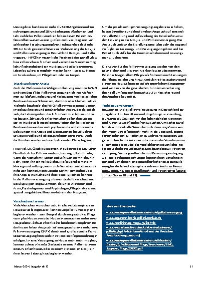 Vorschauseite 2: Palliative Versorgung: Der behütende Mantel für Schwerstkranke und Sterbende