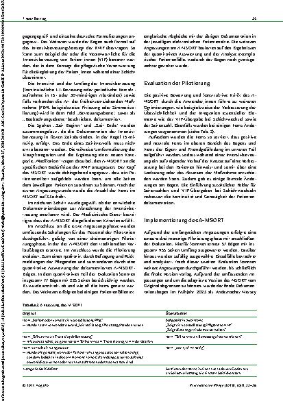 Vorschauseite 3: Dokumentation der psychiatrischen Intensivbetreuung Evaluation des A-MSORT Verlaufsbogen