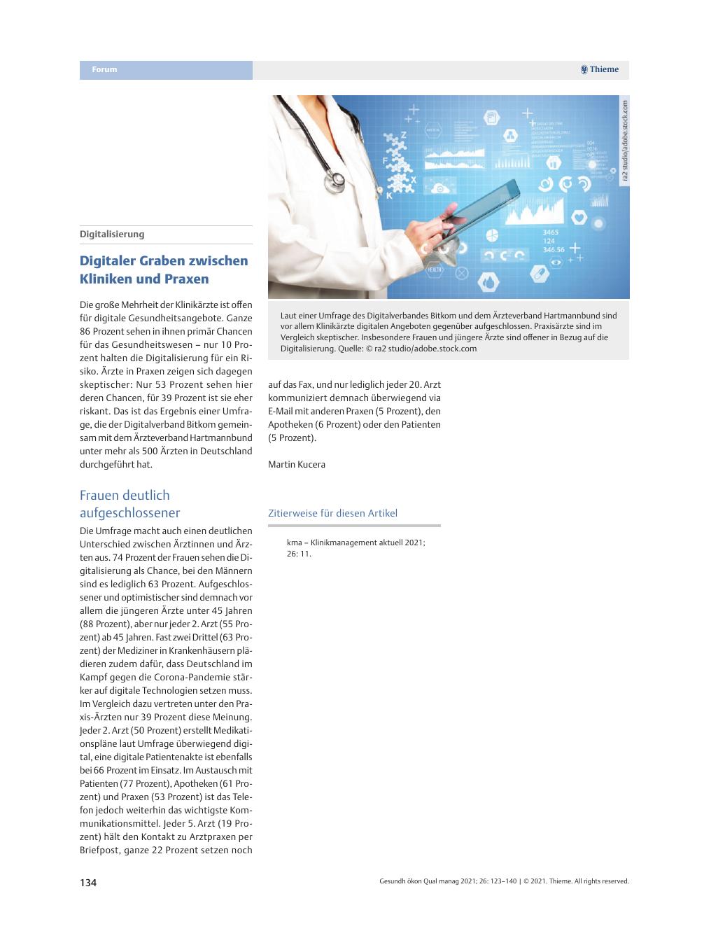 Vorschauseite 1: Digitaler Graben zwischen Kliniken und Praxen