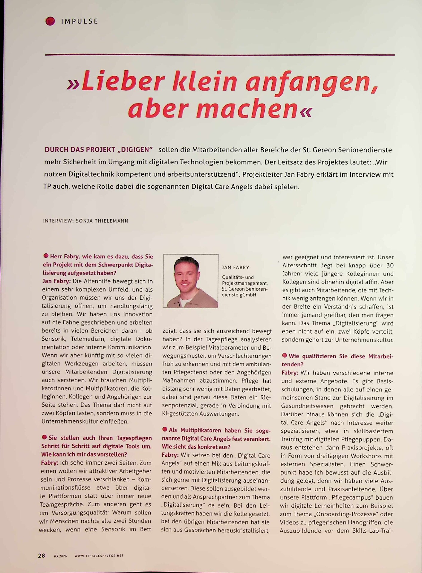 Vorschauseite 1: „Lieber klein anfangen, aber machen“