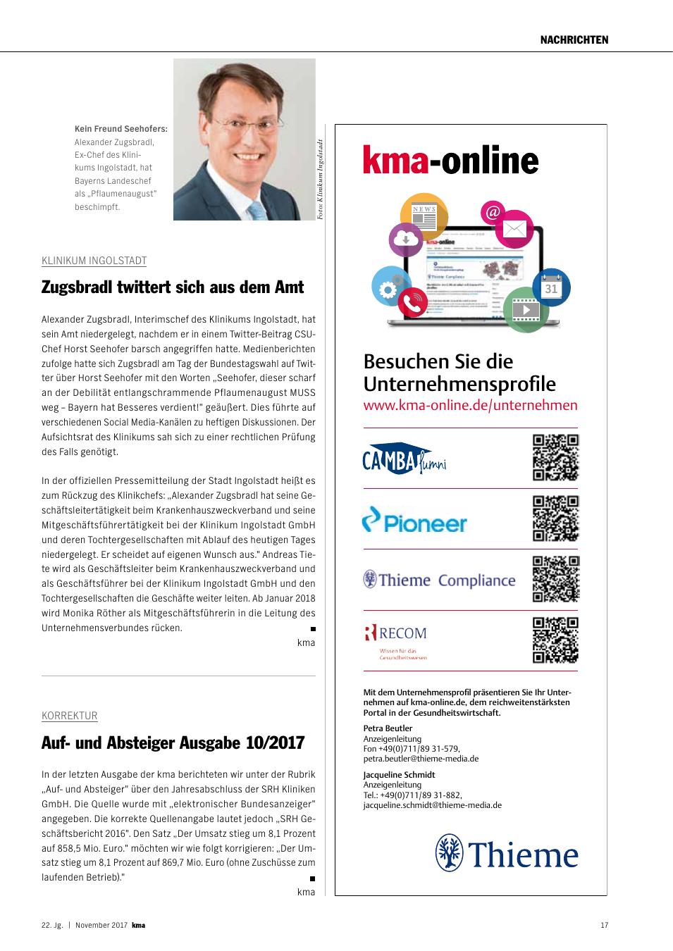 Vorschauseite 1: Klinikum Ingolstadt: Zugsbradl twittert sich aus dem Amt