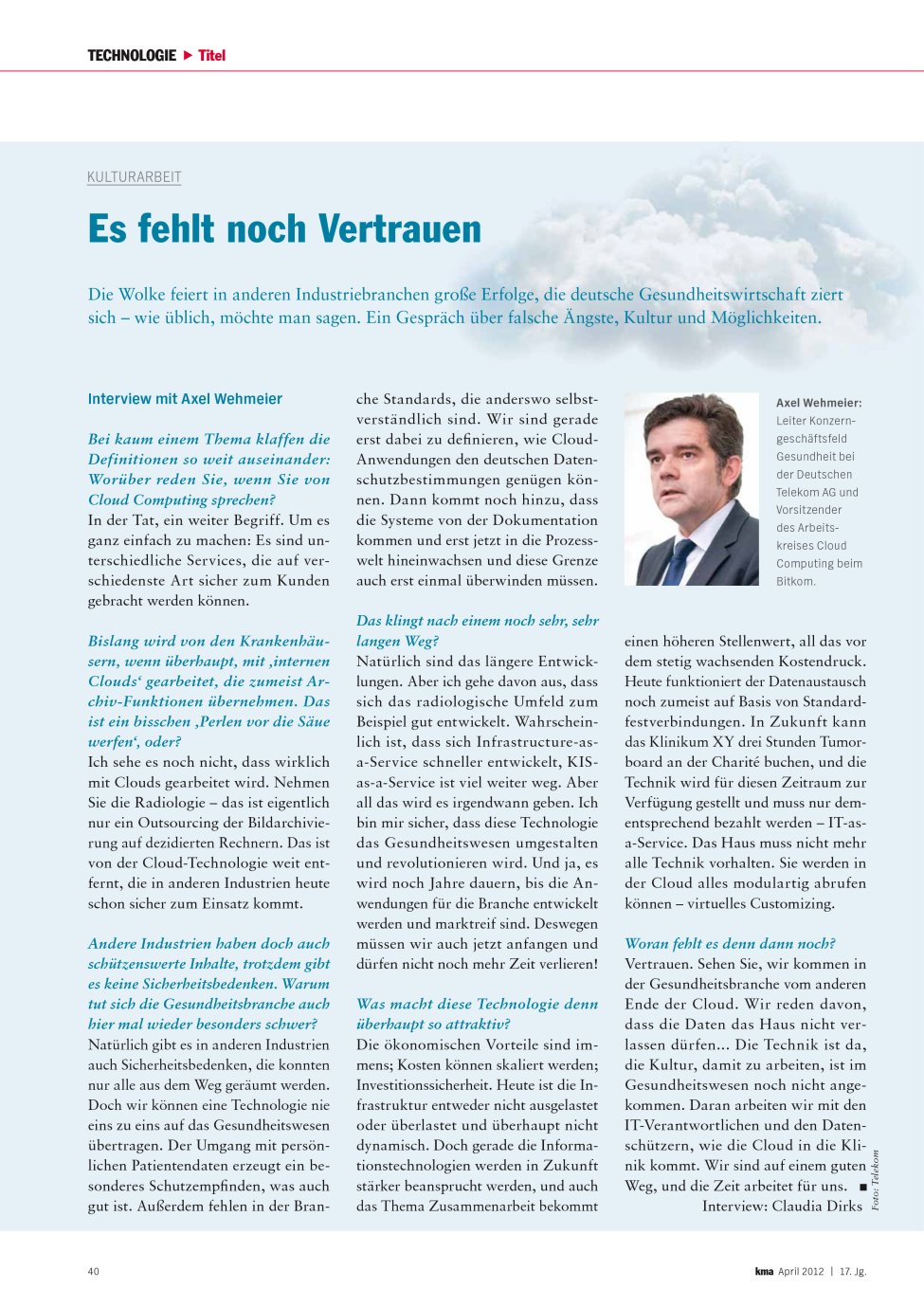 Vorschauseite 1: Es fehlt noch Vertrauen