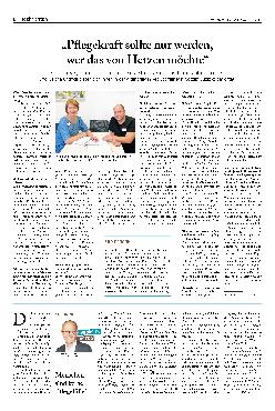 Vorschauseite 1: "Pflegekraft sollte nur werden, wer das von Herzen möchte"