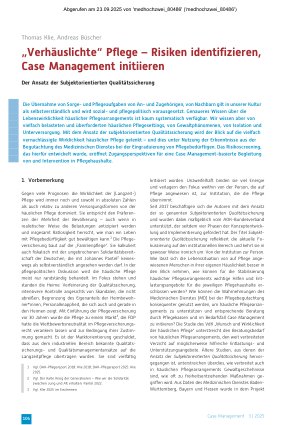 Vorschauseite 1: „Verhäuslichte“ Pflege – Risiken identifizieren, Case Management initiieren