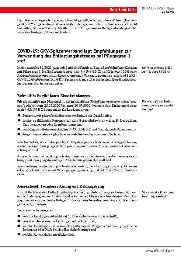Vorschauseite 3: Bundesgerichtshof: Darf das „Taschengeld“ eines Pflegeheimbewohners gepfändet werden?