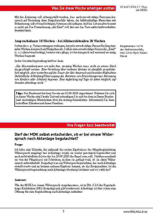 Vorschauseite 5: Bundesgerichtshof: Darf das „Taschengeld“ eines Pflegeheimbewohners gepfändet werden?