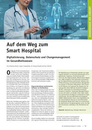 Vorschauseite 1: Auf dem Weg zum Smart Hospital Digitalisierung, Datenschutz und Changemanagement im Gesundheitswesen