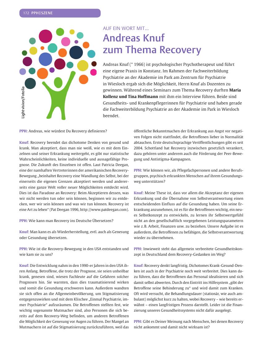 Vorschauseite 1: Andreas Knuf zum Thema Recovery