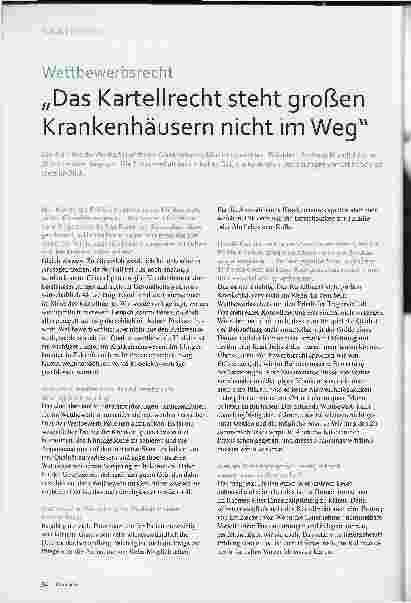 Vorschauseite 1: Wettbewerbsrecht: „Das Kartellrecht steht großen Krankenhäusern nicht im Weg“