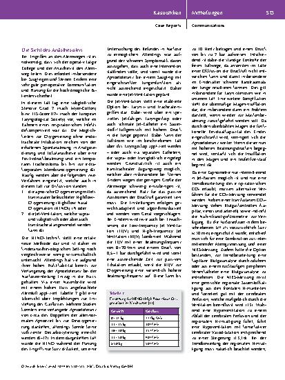 Vorschauseite 4: Interdisziplinäres Management einer Larynxstenose im Säuglingsalter: von der Einsatzstelle über den Operationssaal bis zur Intensivstation