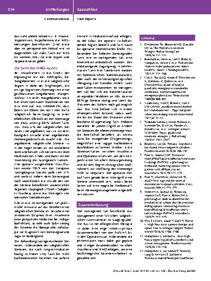 Vorschauseite 5: Interdisziplinäres Management einer Larynxstenose im Säuglingsalter: von der Einsatzstelle über den Operationssaal bis zur Intensivstation
