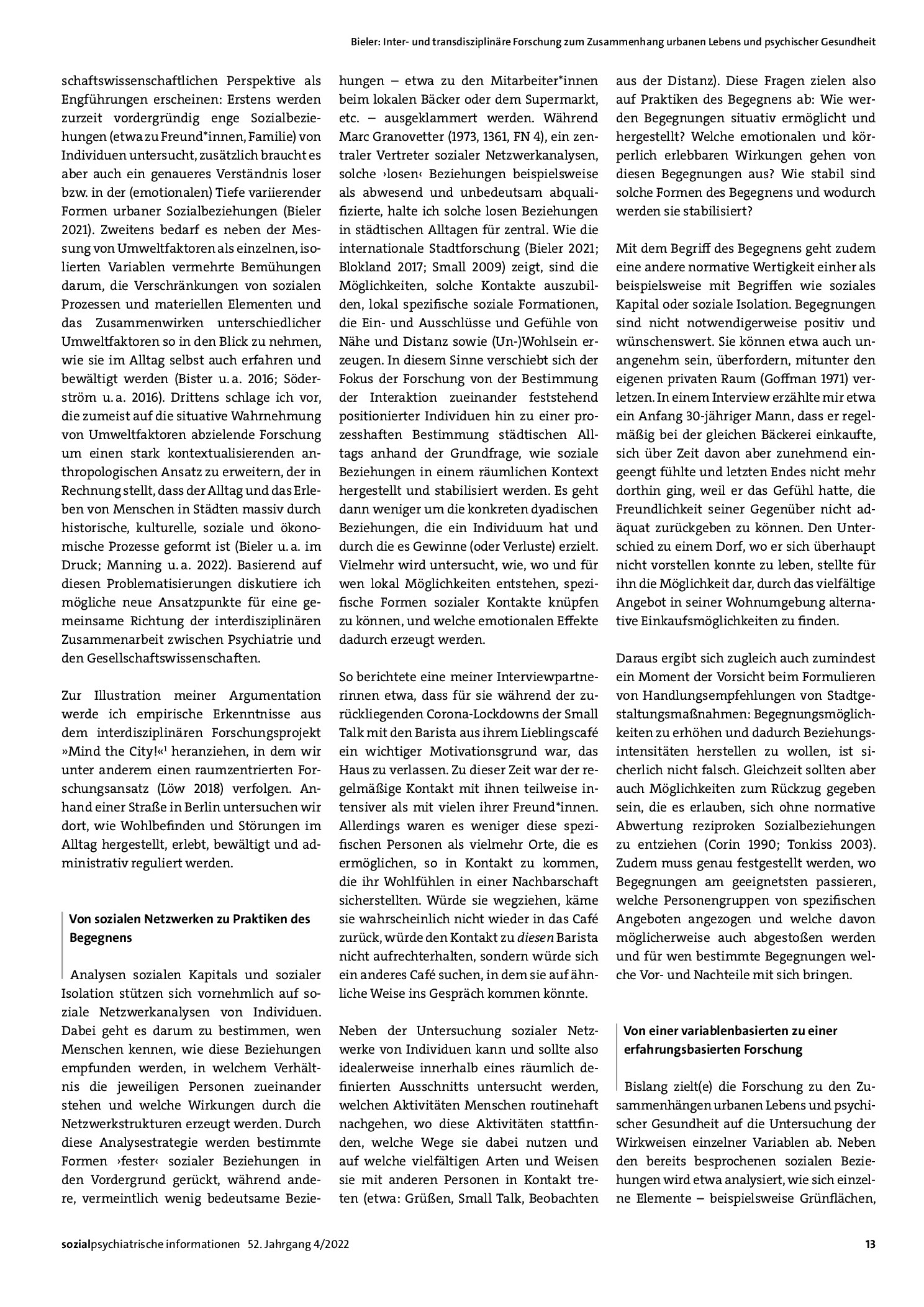 Vorschauseite 2: Inter- und transdisziplinäre Forschung zum Zusammenhang urbanen Lebens und psychischer Gesundheit