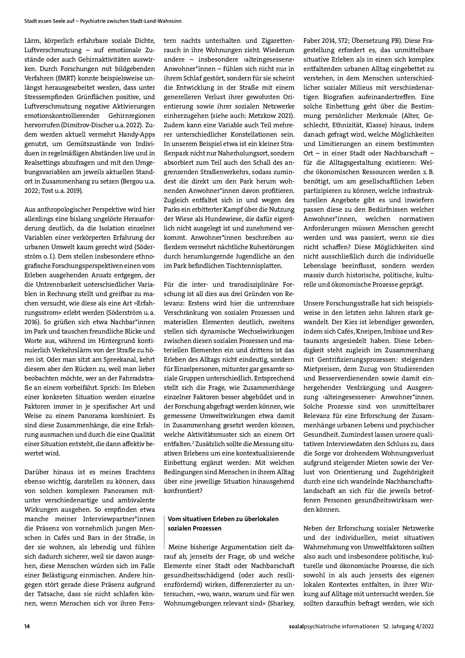 Vorschauseite 3: Inter- und transdisziplinäre Forschung zum Zusammenhang urbanen Lebens und psychischer Gesundheit