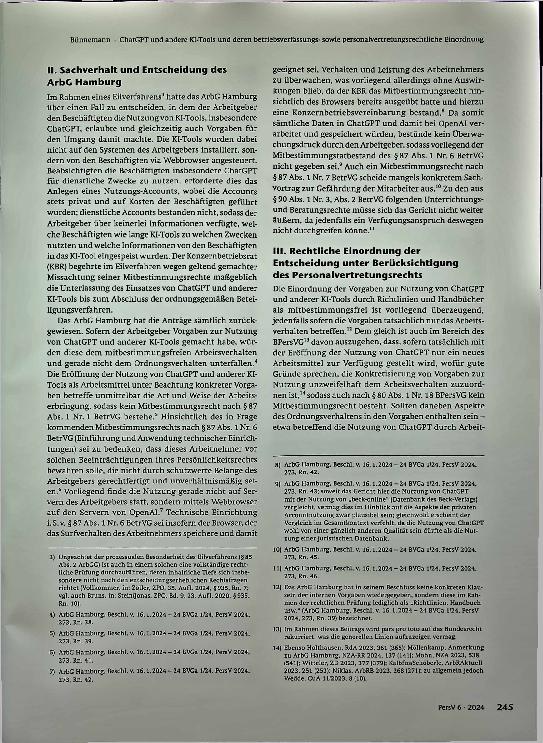 Vorschauseite 2: ChatGPT und andere KI-Tools und deren betriebsverfassungssowie personalvertretungsrechtliche Einordnung