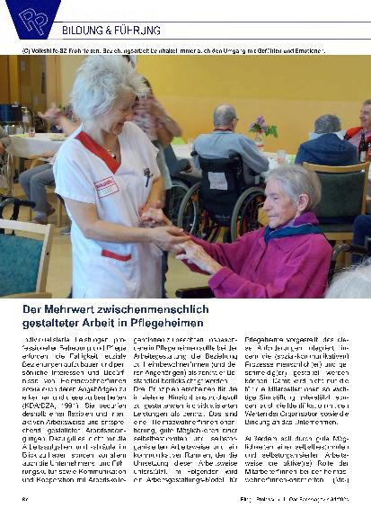 Vorschauseite 1: Der Mehrwert zwischenmenschlich gestalteter Arbeit in Pflegeheimen