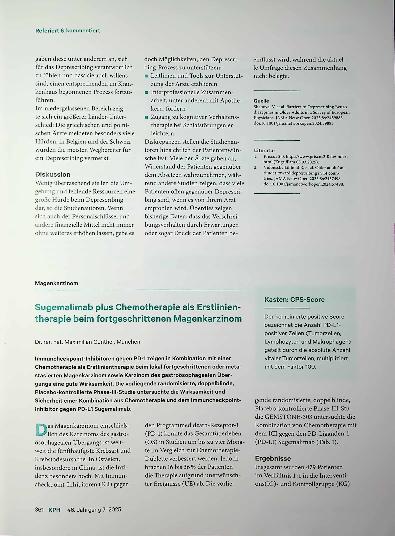 Vorschauseite 1: Sugemalimab plus Chemotherapie als Erstlinien therapie beim fortgeschrittenen Magenkarzinom