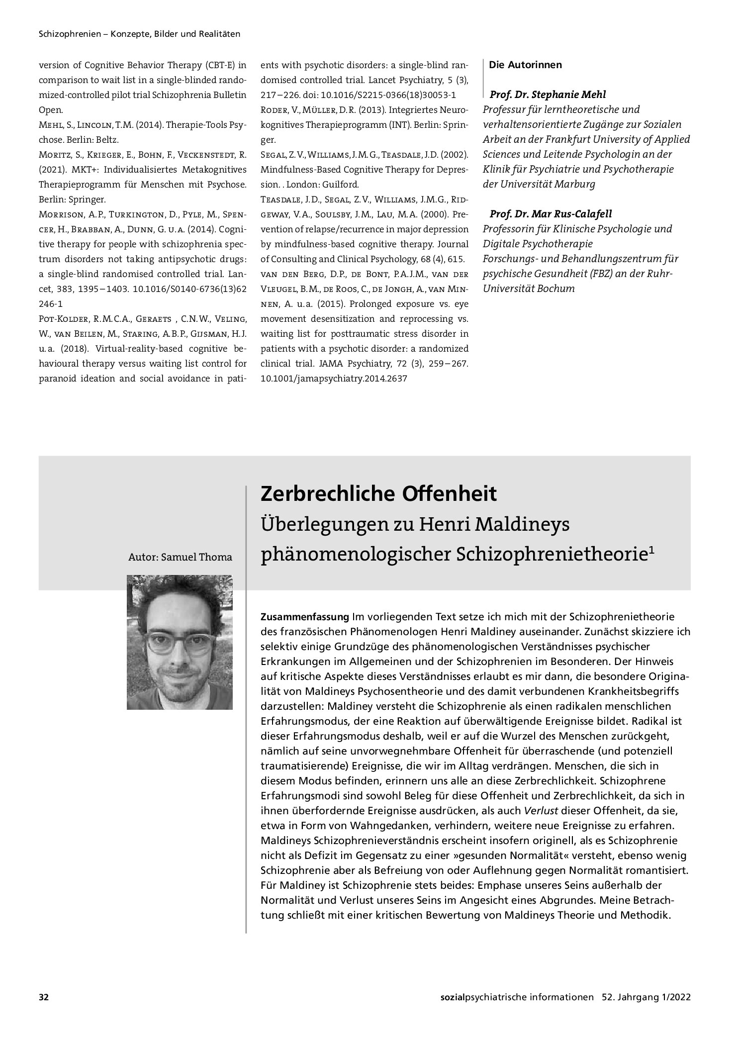Vorschauseite 1: Zerbrechliche Offenheit. Überlegungen zu Henri Maldineys phänomenologischer Schizophrenietheorie