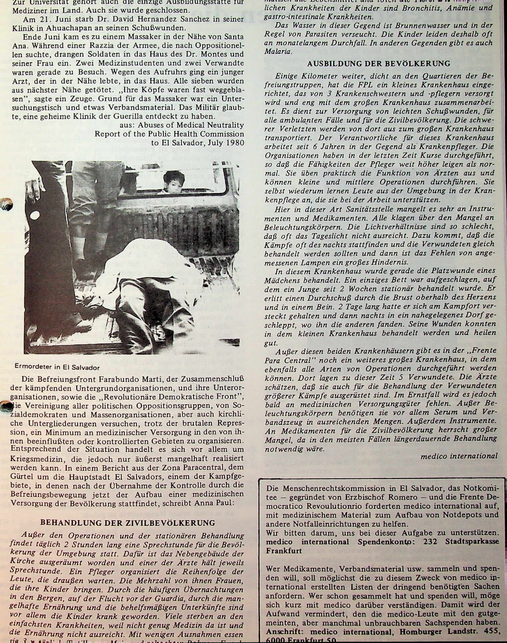 Vorschauseite 2: Ermordeter in El Salvador. Ein Land im Schatten der Revolution