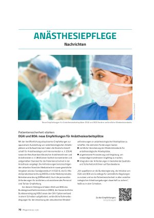 Vorschauseite 1: Anästhesiepflege Nachrichten