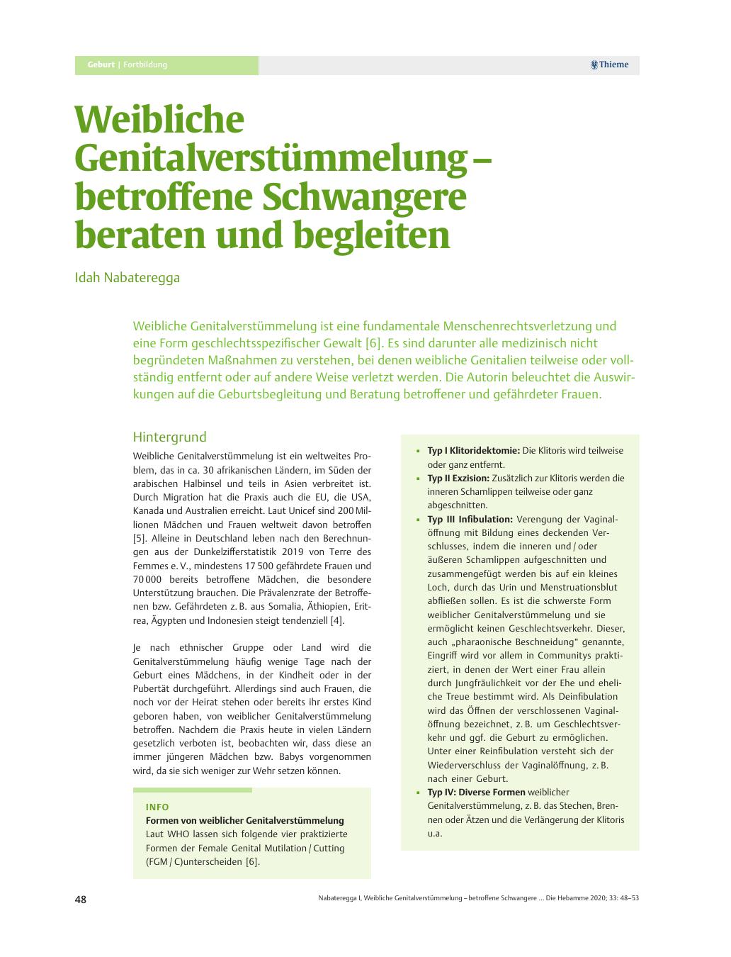 Vorschauseite 1: Weibliche Genitalverstümmelung – betroffene Schwangere beraten und begleiten