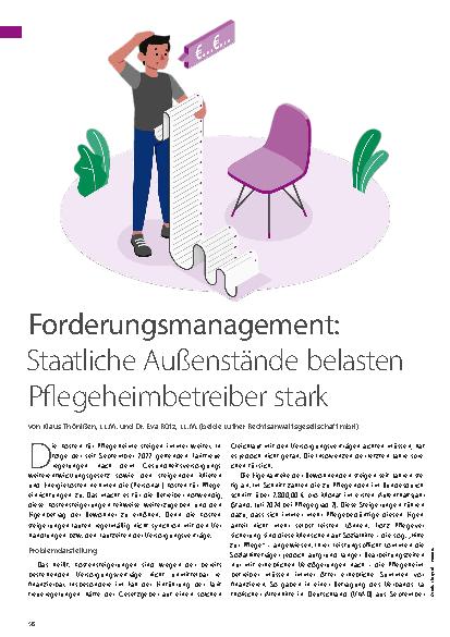 Vorschauseite 1: Forderungsmanagement: Staatliche Außenstände belasten Pflegeheimbetreiber stark