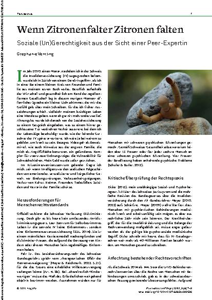 Vorschauseite 1: Wenn Zitronenfalter Zitronen falten. Soziale (Un)Gerechtigkeit aus der Sicht einer Peer-Expertin.