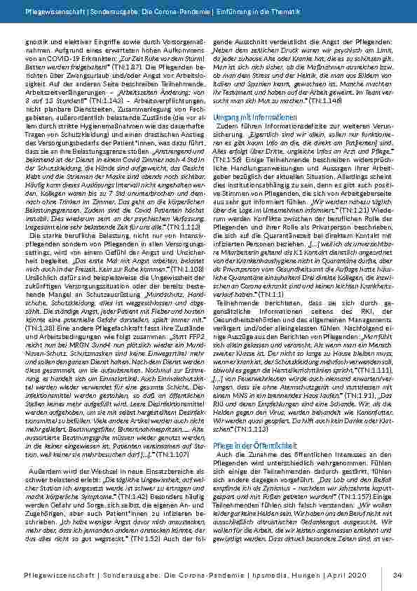 Vorschauseite 2: COVID-19 Pflegestudie: Erfahrungen von Pflegenden während der Pandemie – erste Teilergebnisse
