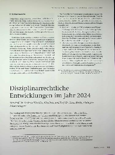Vorschauseite 1: Disziplinarrechtliche Entwicklungen im Jahr 2024