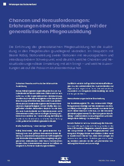 Vorschauseite 1: Chancen und Herausforderungen: Erfahrungen einer Stationsleitung mit der generalistischen Pflegeausbildung