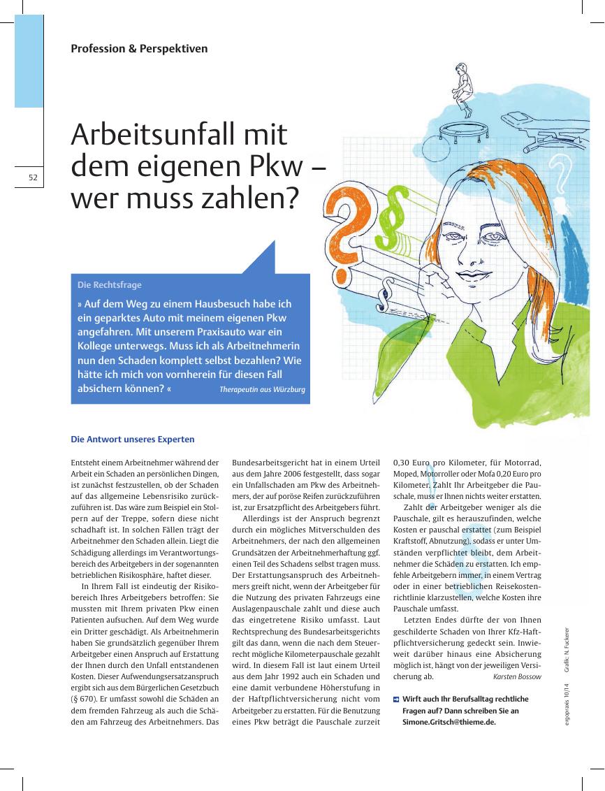 Vorschauseite 1: Arbeitsunfall mit dem eigenen Pkw ? wer muss zahlen?