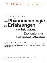 Vorschauseite 1: Zur Phänomenologie der Erfahrungen von Inklusion, Exklusion und Behindertwerden