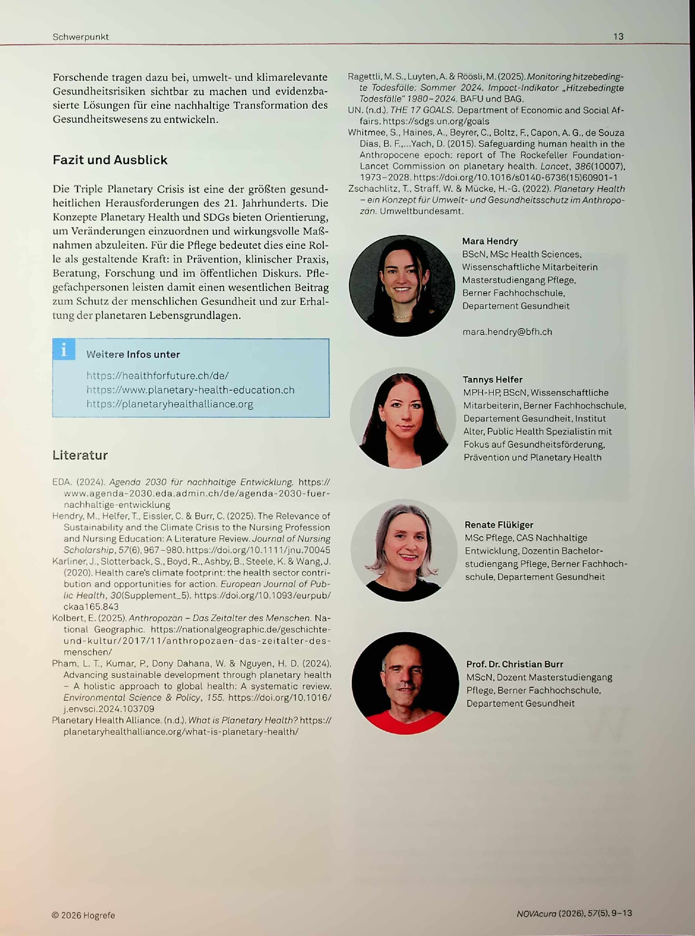 Vorschauseite 5: Planetary Health und der Beitrag der Pflege: Verantwortung, Chancen, Handlungsräume
