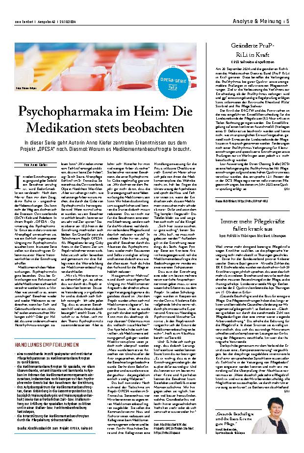 Vorschauseite 1: Psychopharmaka im Heim: Die Medikation stets beobachten.