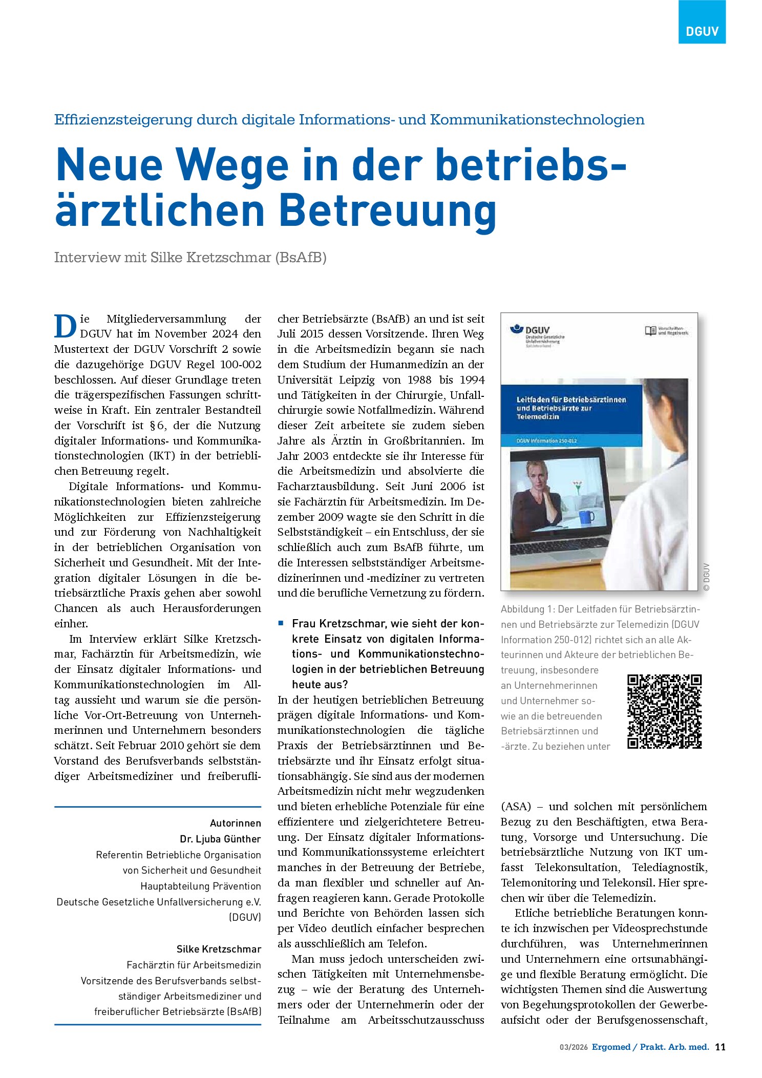 Vorschauseite 1: Neue Wege in der betriebsärztlichen Betreuung