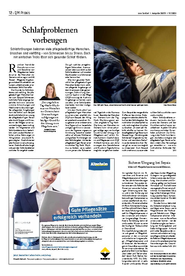 Vorschauseite 1: Schlafproblemen vorbeugen