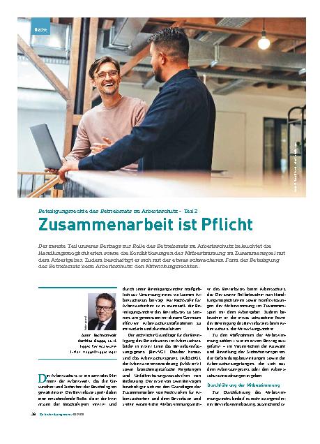 Vorschauseite 1: Beteiligungsrechte des Betriebsrats im Arbeitsschutz – Teil 2 Zusammenarbeit ist Pflicht